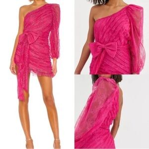 For Love And Lemons Fuchsia One-Shoulder Dress